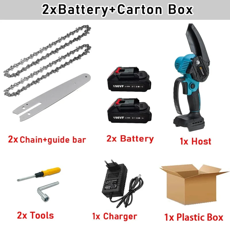 8 Zoll elektrische Kettensäge, bürstenlos, wiederaufladbar, Kettensäge für Holzbearbeitung, Garten, Mini-Astsäge, Elektrowerkzeug für Makita 18V-Akku