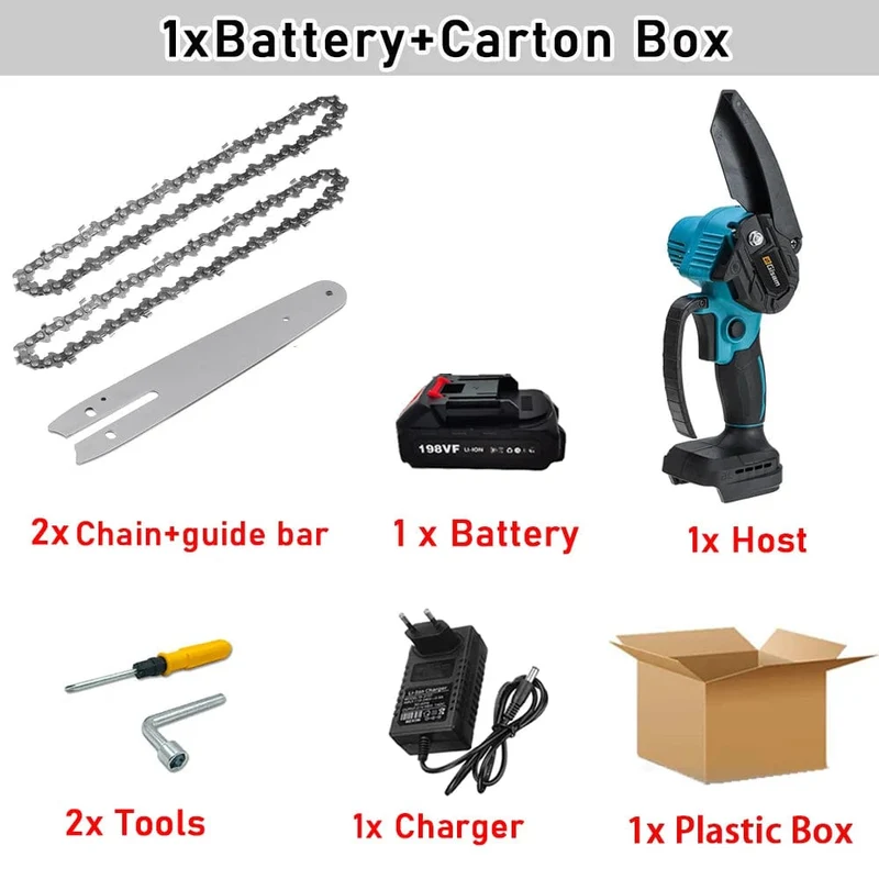 8 Zoll elektrische Kettensäge, bürstenlos, wiederaufladbar, Kettensäge für Holzbearbeitung, Garten, Mini-Astsäge, Elektrowerkzeug für Makita 18V-Akku