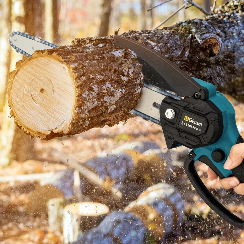 8 Zoll elektrische Kettensäge, bürstenlos, wiederaufladbar, Kettensäge für Holzbearbeitung, Garten, Mini-Astsäge, Elektrowerkzeug für Makita 18V-Akku