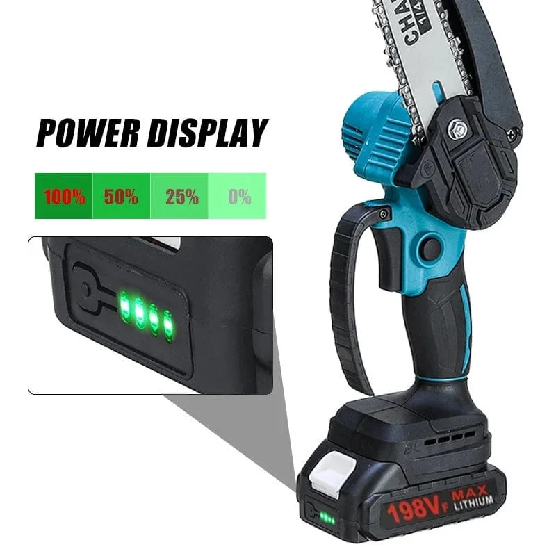 8 Zoll elektrische Kettensäge, bürstenlos, wiederaufladbar, Kettensäge für Holzbearbeitung, Garten, Mini-Astsäge, Elektrowerkzeug für Makita 18V-Akku