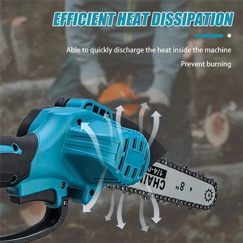 8 Zoll elektrische Kettensäge, bürstenlos, wiederaufladbar, Kettensäge für Holzbearbeitung, Garten, Mini-Astsäge, Elektrowerkzeug für Makita 18V-Akku
