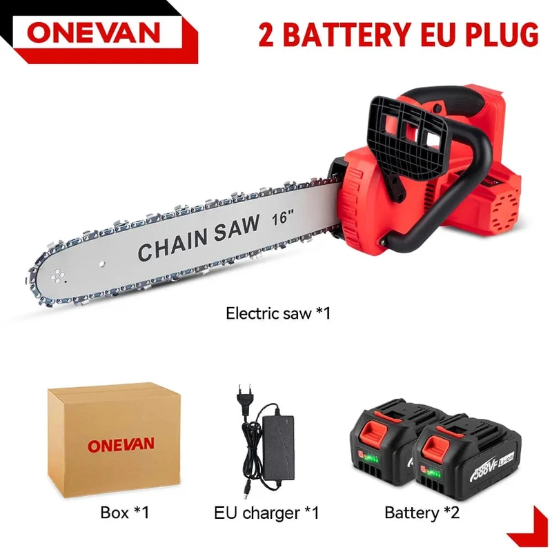 ONEVAN 16 Zoll bürstenlose elektrische Kettensäge 7980W kabelloses Schneidesäge-Elektrowerkzeug für die Holzbearbeitung, den Gartenschnitt, für Makita-Akku