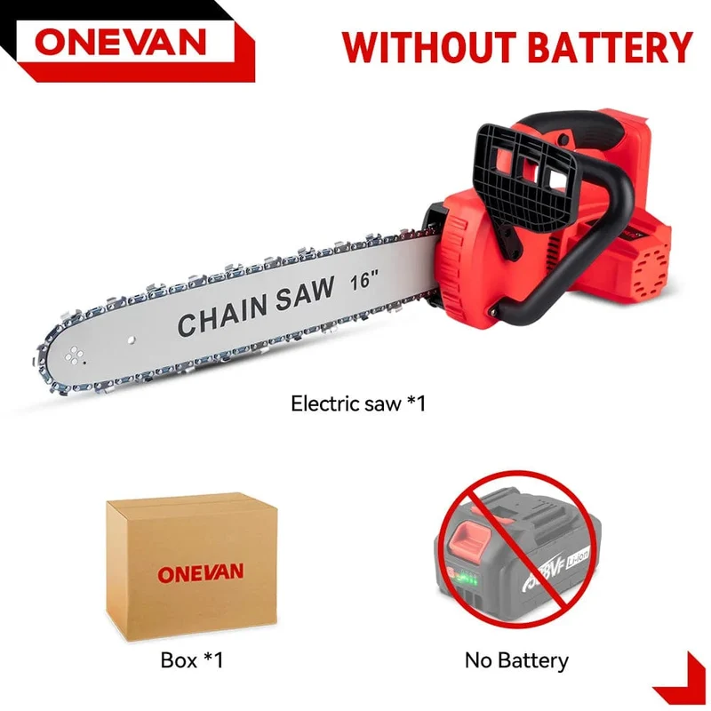 ONEVAN 16 Zoll bürstenlose elektrische Kettensäge 7980W kabelloses Schneidesäge-Elektrowerkzeug für die Holzbearbeitung, den Gartenschnitt, für Makita-Akku