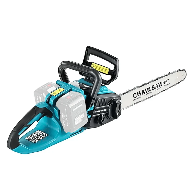 PATUOPRO 16 Zoll bürstenlose Kettensäge, kabellose elektrische Kettensäge, Holzschneiden, Gartenbeschneiden, Elektrowerkzeuge für Makita 18V Batterie