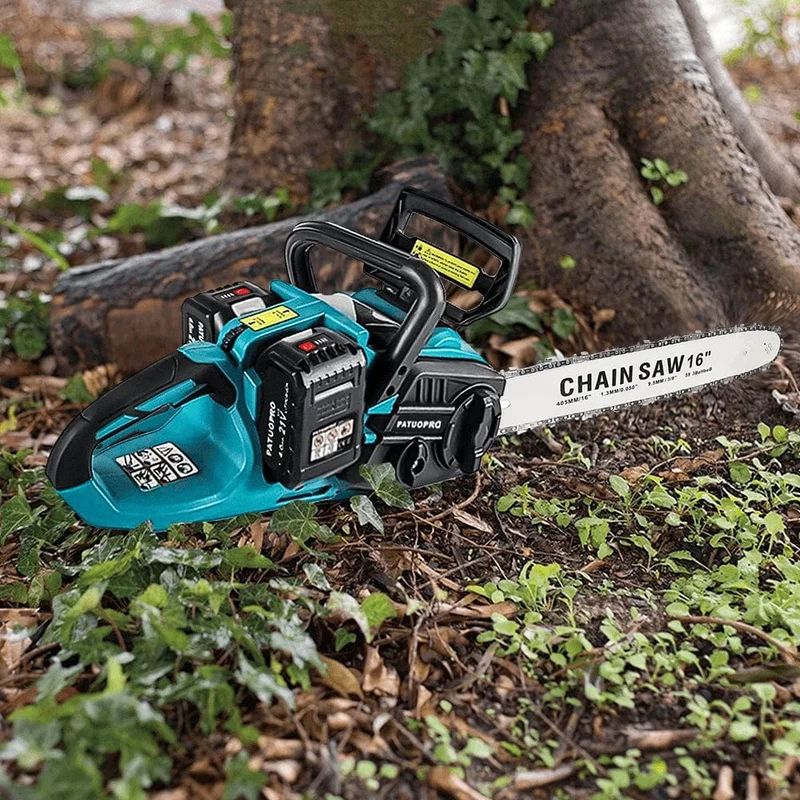 PATUOPRO 16 Zoll bürstenlose Kettensäge, kabellose elektrische Kettensäge, Holzschneiden, Gartenbeschneiden, Elektrowerkzeuge für Makita 18V Batterie