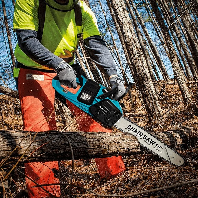 PATUOPRO 16 Zoll bürstenlose Kettensäge, kabellose elektrische Kettensäge, Holzschneiden, Gartenbeschneiden, Elektrowerkzeuge für Makita 18V Batterie