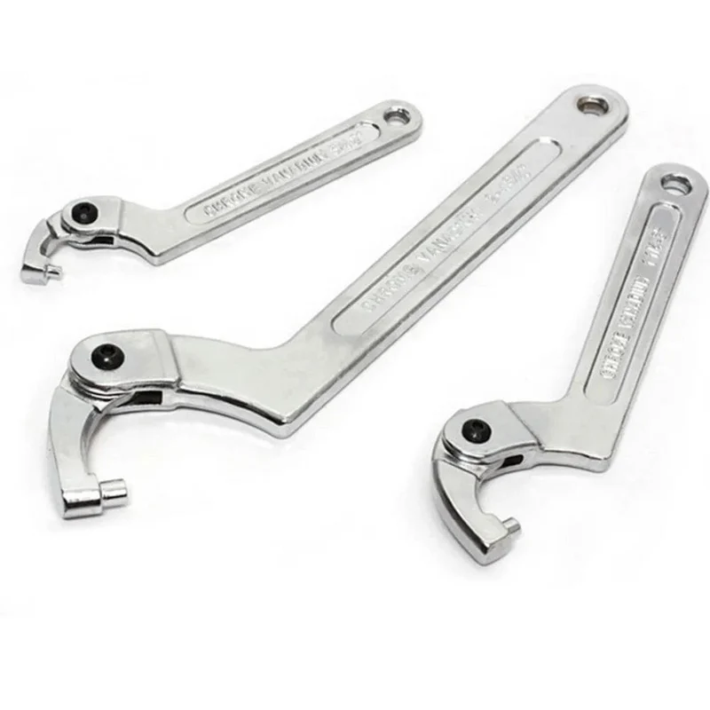1 STK Verstellbarer Schraubenschlüssel Hakenschlüssel Quadratischer/runder Kopf CR-V Schraubenschlüssel für Rundbolzen Handwerkzeuge 19-51/32-76/51-120mm