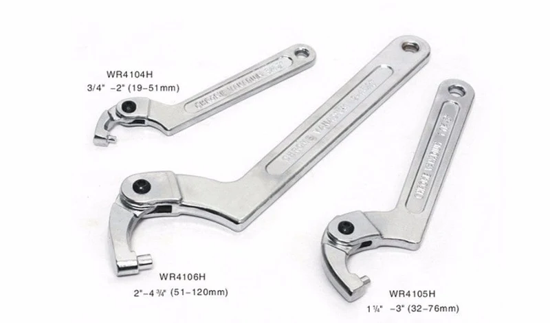 1 STK Verstellbarer Schraubenschlüssel Hakenschlüssel Quadratischer/runder Kopf CR-V Schraubenschlüssel für Rundbolzen Handwerkzeuge 19-51/32-76/51-120mm