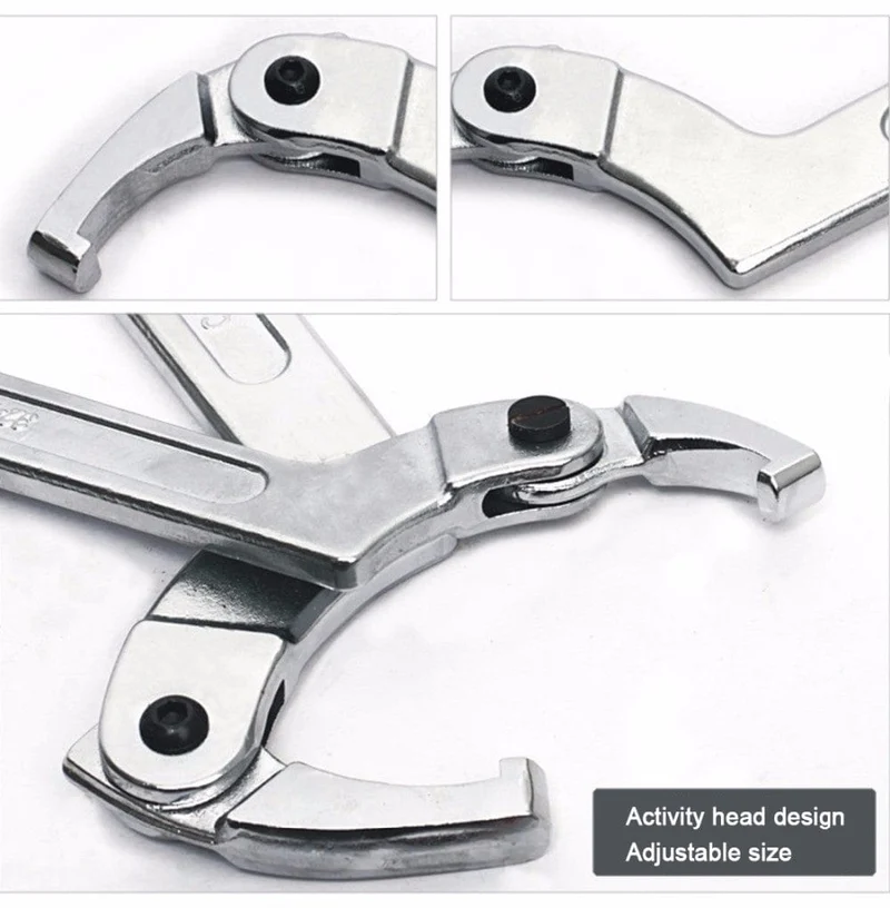 1 STK Verstellbarer Schraubenschlüssel Hakenschlüssel Quadratischer/runder Kopf CR-V Schraubenschlüssel für Rundbolzen Handwerkzeuge 19-51/32-76/51-120mm