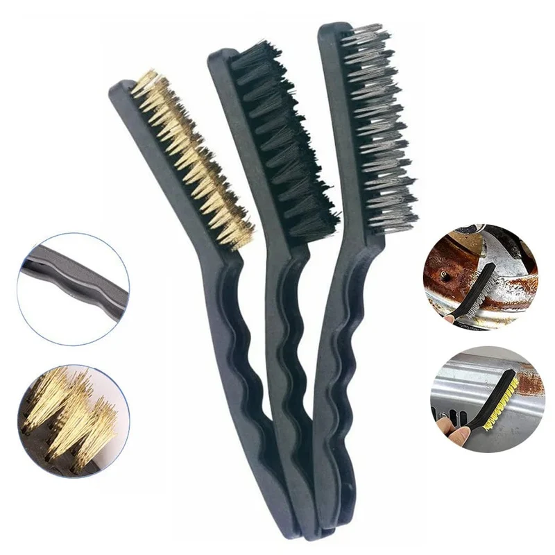 1 STK Mini-Drahtbürsten Messing Nylon Stahlbürsten Mikrorostentferner Farbe Entfernen Metall Schrubben Polieren Entgraten Handwerkzeuge