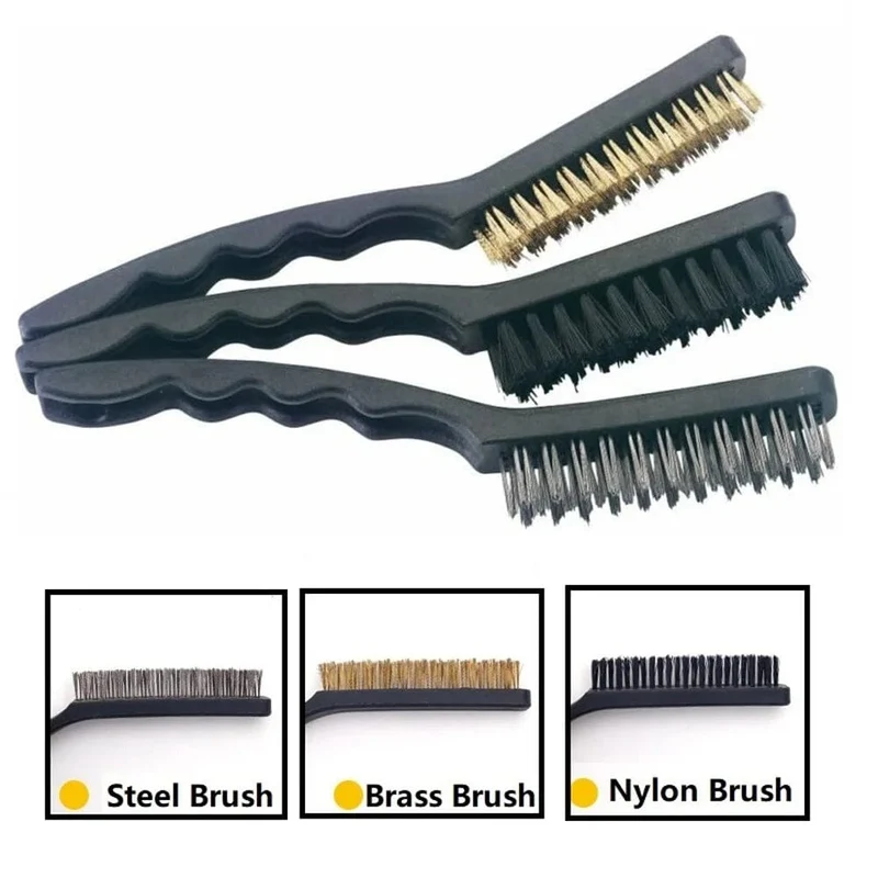 1 STK Mini-Drahtbürsten Messing Nylon Stahlbürsten Mikrorostentferner Farbe Entfernen Metall Schrubben Polieren Entgraten Handwerkzeuge