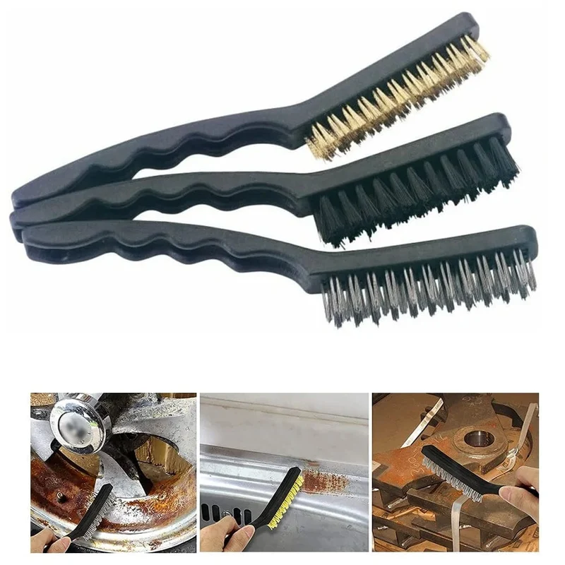 1 STK Mini-Drahtbürsten Messing Nylon Stahlbürsten Mikrorostentferner Farbe Entfernen Metall Schrubben Polieren Entgraten Handwerkzeuge