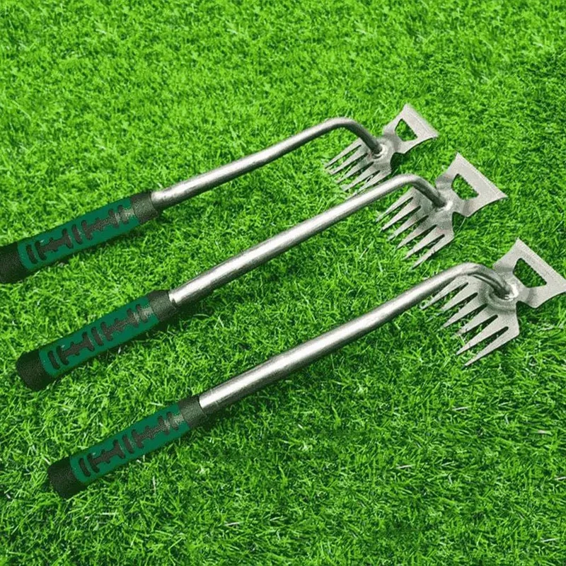 2-in-1-Gartenrechen, manuelles Unkraut- und Grasverwurzelungswerkzeug, Abziehschaufel, 5/6/11 Zähne, Unkrautentfernung, Hand-Gartenwerkzeug für lose Erde