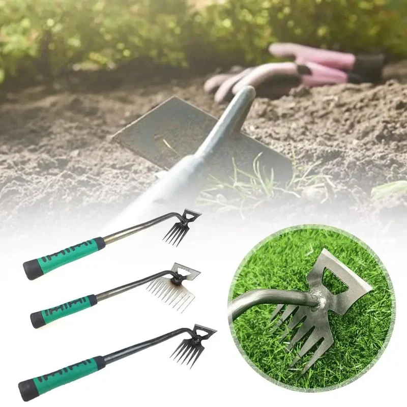 2-in-1-Gartenrechen, manuelles Unkraut- und Grasverwurzelungswerkzeug, Abziehschaufel, 5/6/11 Zähne, Unkrautentfernung, Hand-Gartenwerkzeug für lose Erde