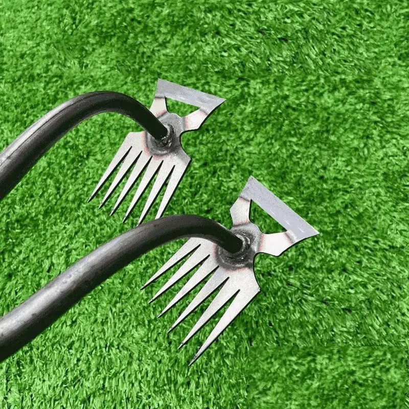 2-in-1-Gartenrechen, manuelles Unkraut- und Grasverwurzelungswerkzeug, Abziehschaufel, 5/6/11 Zähne, Unkrautentfernung, Hand-Gartenwerkzeug für lose Erde