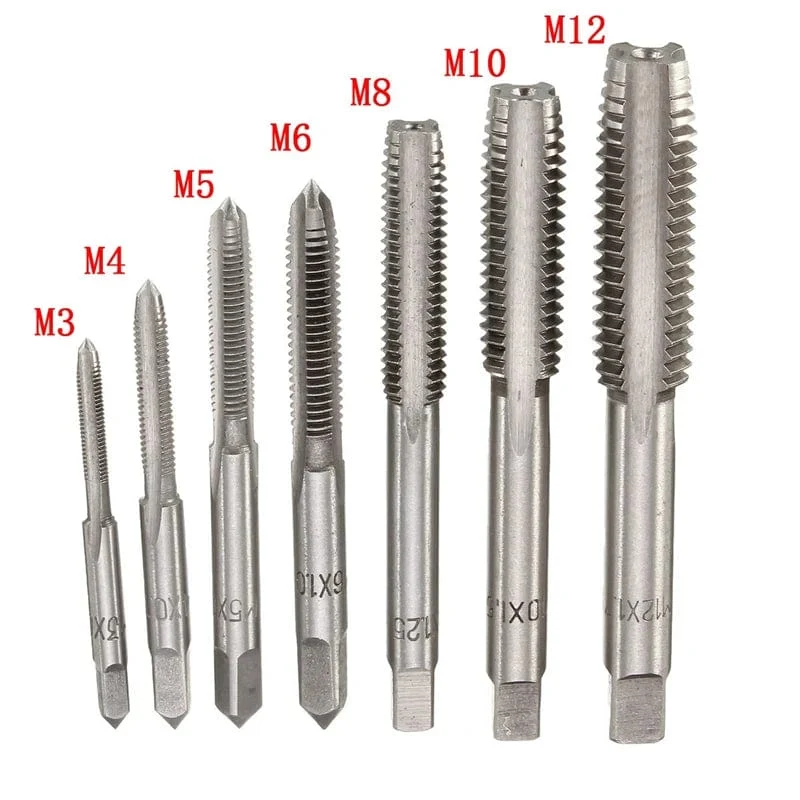 7-teiliges M3-M12 HSS Metric Rechtshänder-Maschinen-Gewindebohrer-Set mit gerader Nut, metrisches Gewindebohrer-Set, Handwerkzeuge