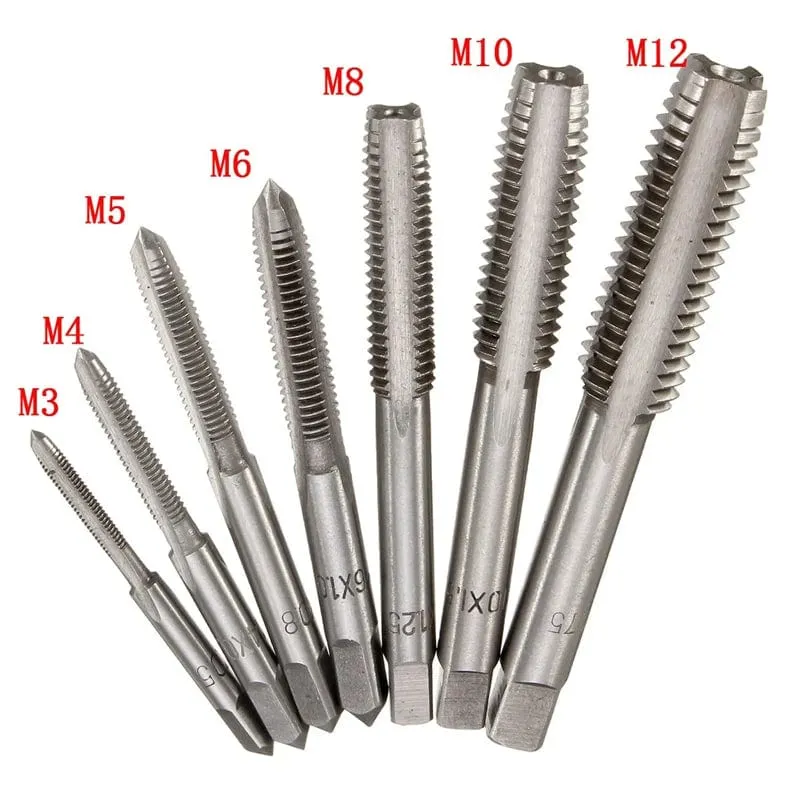 7-teiliges M3-M12 HSS Metric Rechtshänder-Maschinen-Gewindebohrer-Set mit gerader Nut, metrisches Gewindebohrer-Set, Handwerkzeuge