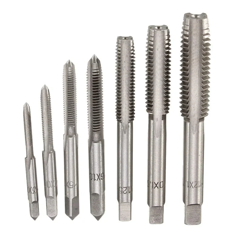 7-teiliges M3-M12 HSS Metric Rechtshänder-Maschinen-Gewindebohrer-Set mit gerader Nut, metrisches Gewindebohrer-Set, Handwerkzeuge
