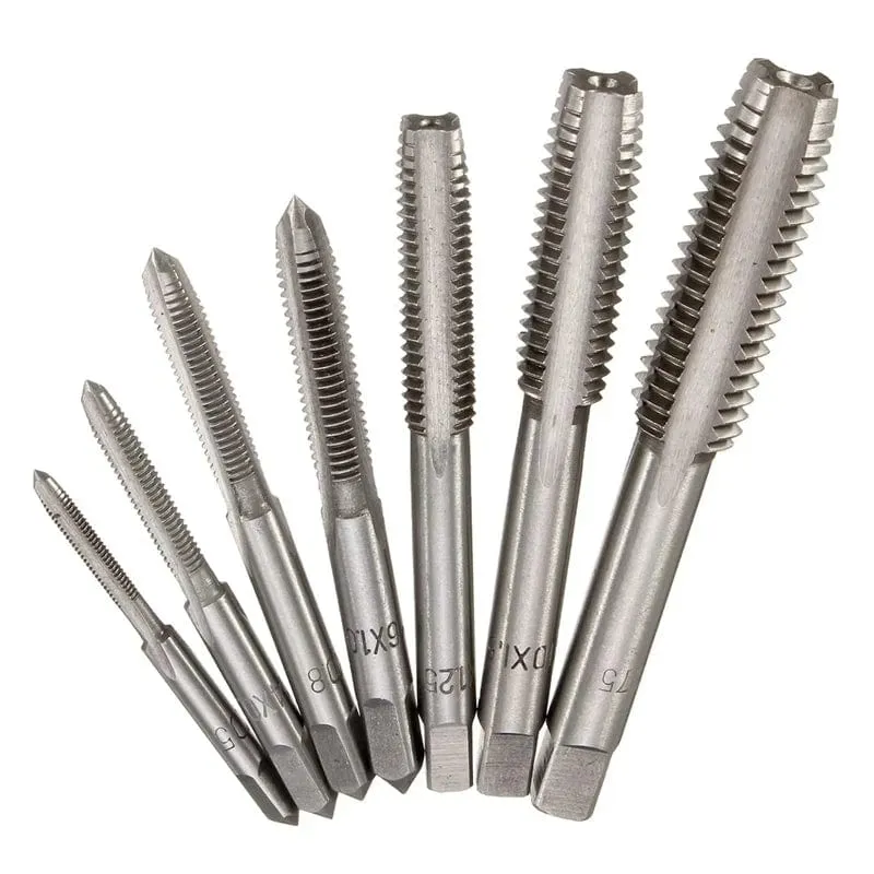 7-teiliges M3-M12 HSS Metric Rechtshänder-Maschinen-Gewindebohrer-Set mit gerader Nut, metrisches Gewindebohrer-Set, Handwerkzeuge