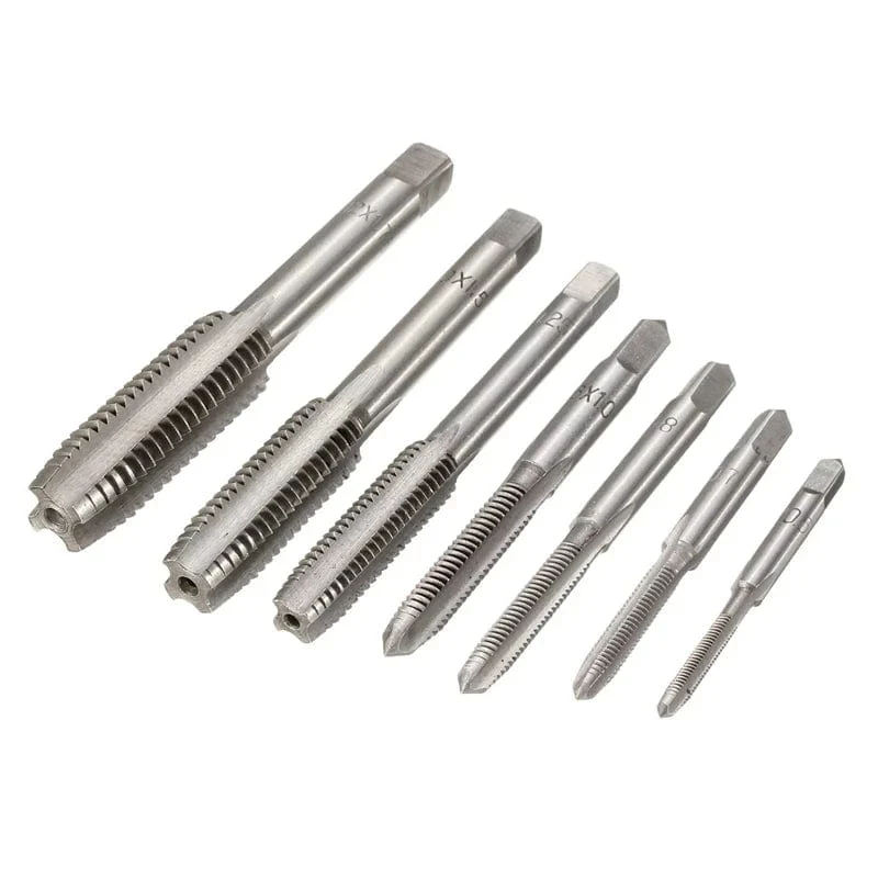 7-teiliges M3-M12 HSS Metric Rechtshänder-Maschinen-Gewindebohrer-Set mit gerader Nut, metrisches Gewindebohrer-Set, Handwerkzeuge