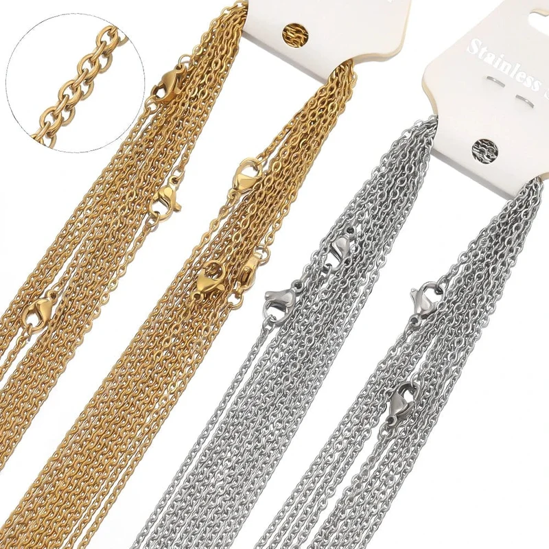 10 Teile/los 50cm Edelstahl Link Ketten Halsketten Cuban Cross Ketten Zubehör für DIY Geschenke Schmuck Machen Groß Großhandel