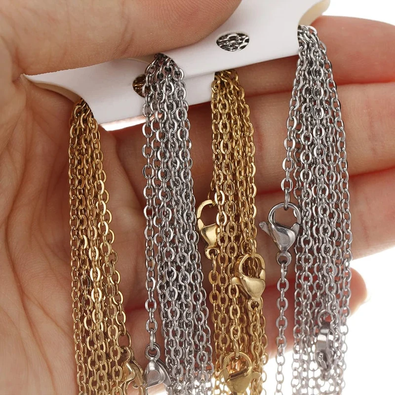 10 Teile/los 50cm Edelstahl Link Ketten Halsketten Cuban Cross Ketten Zubehör für DIY Geschenke Schmuck Machen Groß Großhandel