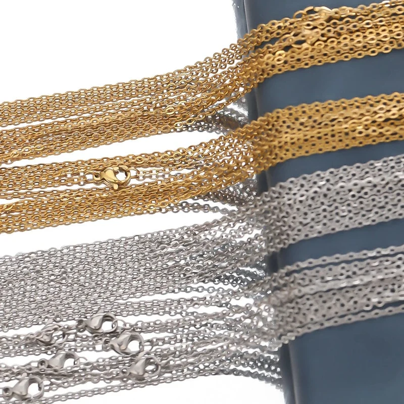 10 Teile/los 50cm Edelstahl Link Ketten Halsketten Cuban Cross Ketten Zubehör für DIY Geschenke Schmuck Machen Groß Großhandel