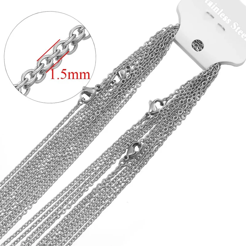 10 Teile/los 50cm Edelstahl Link Ketten Halsketten Cuban Cross Ketten Zubehör für DIY Geschenke Schmuck Machen Groß Großhandel