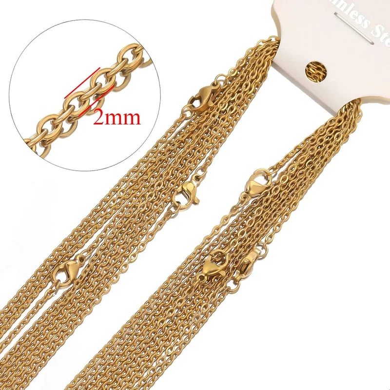 10 Teile/los 50cm Edelstahl Link Ketten Halsketten Cuban Cross Ketten Zubehör für DIY Geschenke Schmuck Machen Groß Großhandel