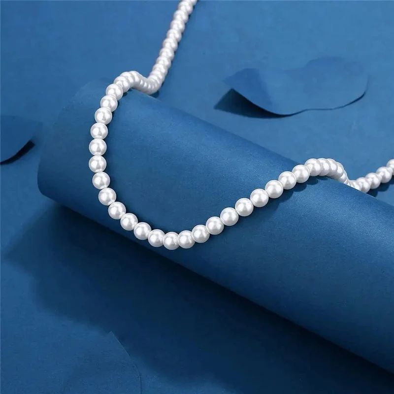 Coole künstliche weiße Perlenkette, 1 Stück, Halsband, Perlenkette für Männer und Frauen, Modeschmuck, Geschenk