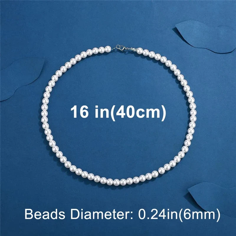 Coole künstliche weiße Perlenkette, 1 Stück, Halsband, Perlenkette für Männer und Frauen, Modeschmuck, Geschenk