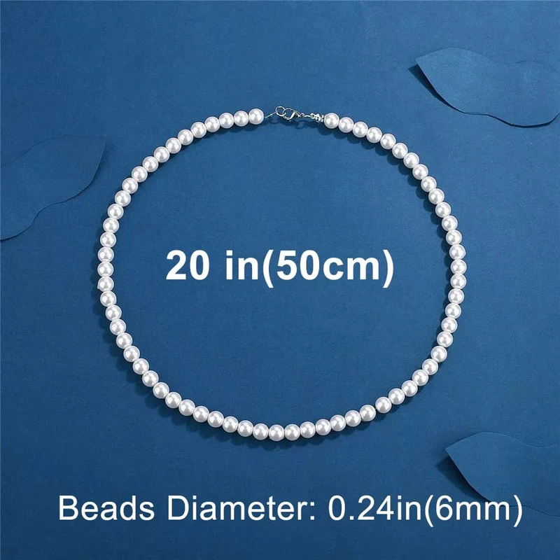 Coole künstliche weiße Perlenkette, 1 Stück, Halsband, Perlenkette für Männer und Frauen, Modeschmuck, Geschenk