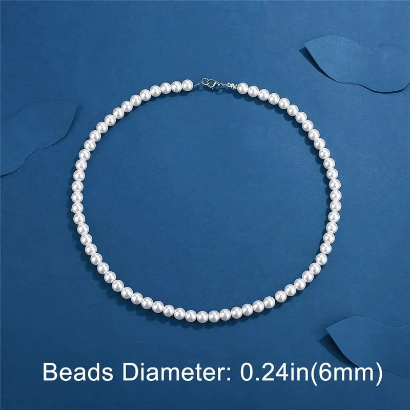 Coole künstliche weiße Perlenkette, 1 Stück, Halsband, Perlenkette für Männer und Frauen, Modeschmuck, Geschenk