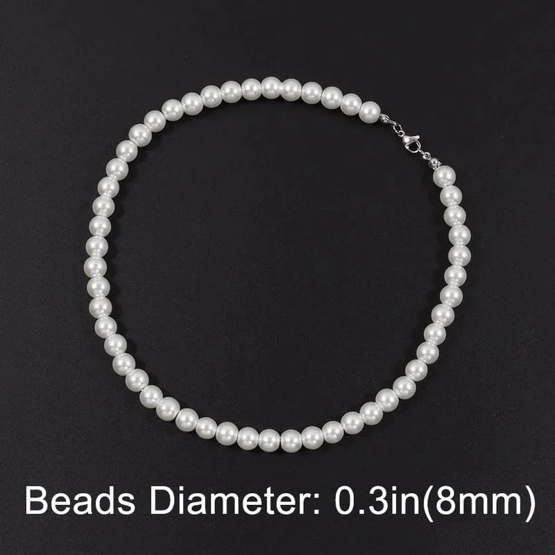 Coole künstliche weiße Perlenkette, 1 Stück, Halsband, Perlenkette für Männer und Frauen, Modeschmuck, Geschenk