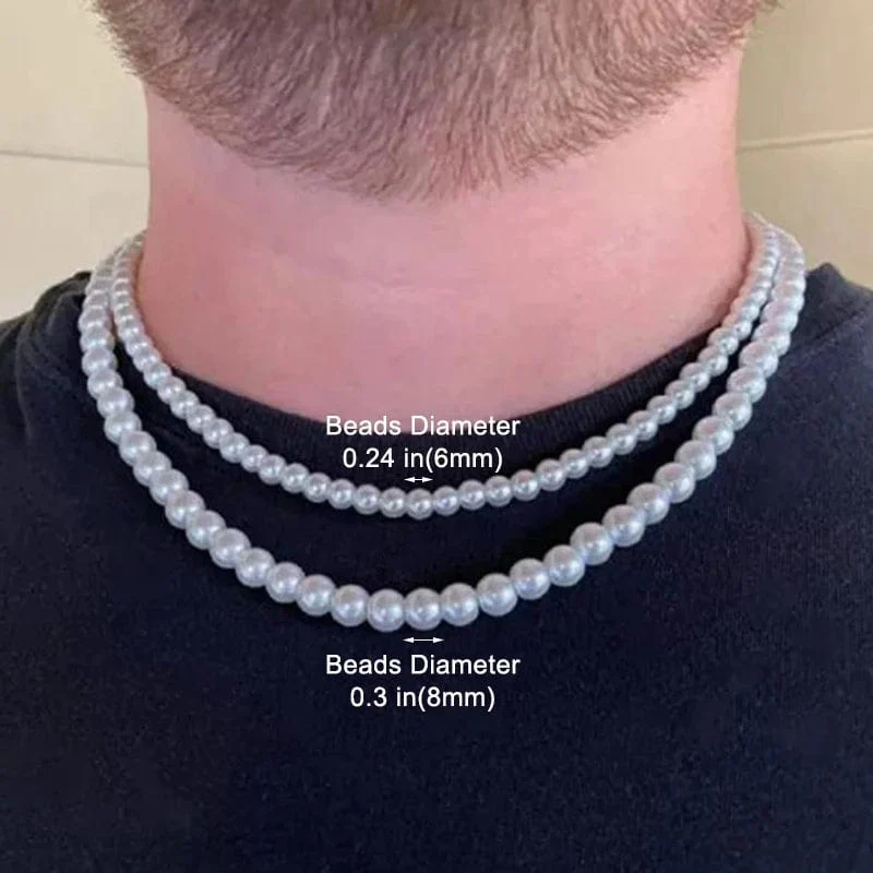 Coole künstliche weiße Perlenkette, 1 Stück, Halsband, Perlenkette für Männer und Frauen, Modeschmuck, Geschenk