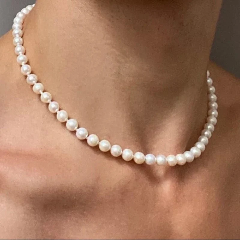 Coole künstliche weiße Perlenkette, 1 Stück, Halsband, Perlenkette für Männer und Frauen, Modeschmuck, Geschenk