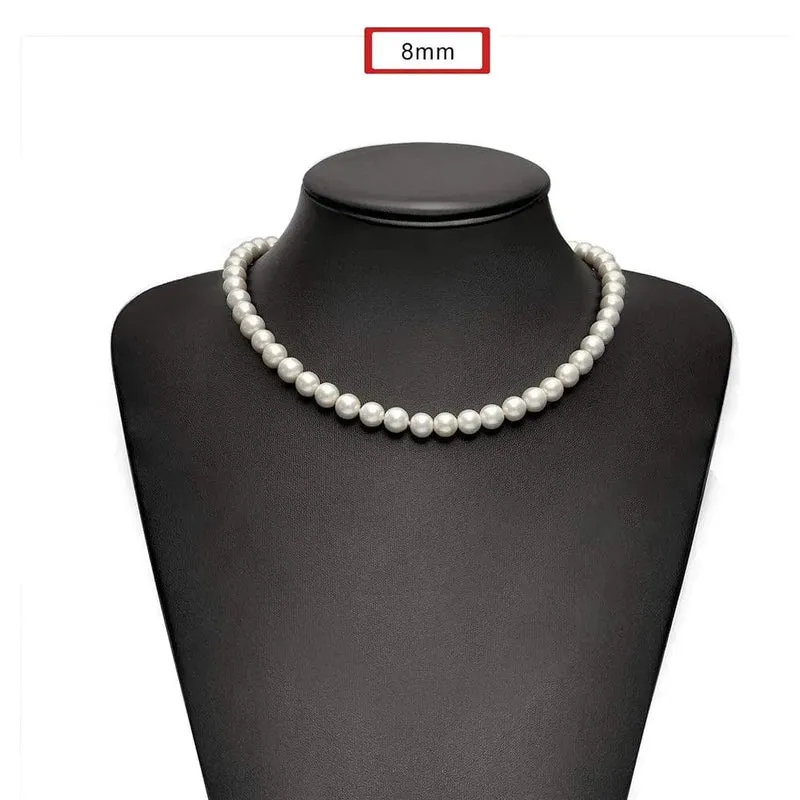 Coole künstliche weiße Perlenkette, 1 Stück, Halsband, Perlenkette für Männer und Frauen, Modeschmuck, Geschenk