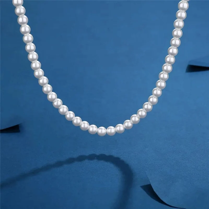 Coole künstliche weiße Perlenkette, 1 Stück, Halsband, Perlenkette für Männer und Frauen, Modeschmuck, Geschenk