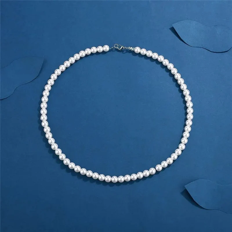 Coole künstliche weiße Perlenkette, 1 Stück, Halsband, Perlenkette für Männer und Frauen, Modeschmuck, Geschenk