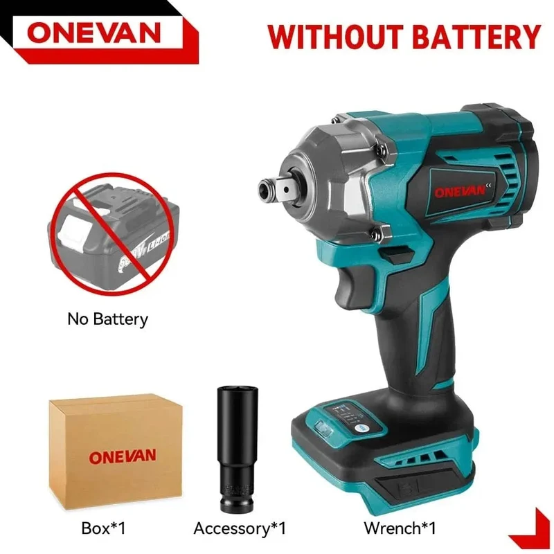 ONEVAN 1200N.M Bürstenloser Elektro-Schlagschrauber 1/2 Zoll Akkuschrauber Elektrowerkzeug für Makita 18V Batterie