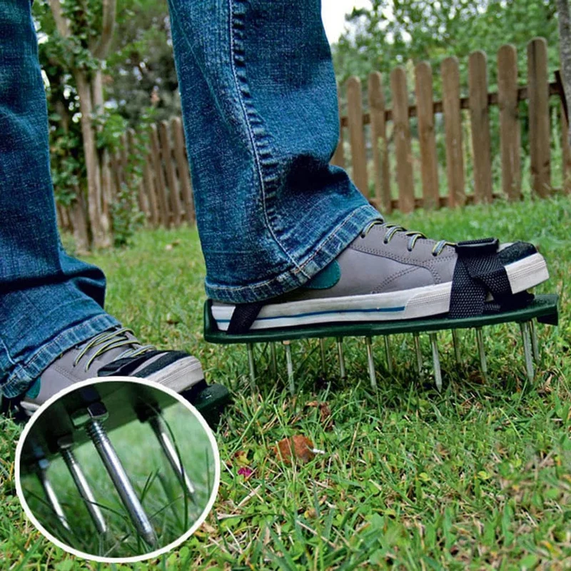 Gartennagelschuhe, Gras-Lockerungswerkzeug, 5 cm lange Nägel, Rasenbelüfter, Grasspikes-Schuhe, selbstnivellierender Epoxid-Gartengrasgrubber