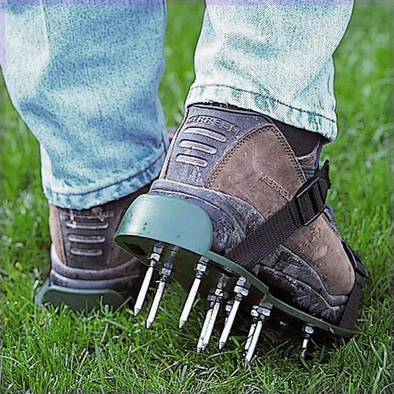 Gartennagelschuhe, Gras-Lockerungswerkzeug, 5 cm lange Nägel, Rasenbelüfter, Grasspikes-Schuhe, selbstnivellierender Epoxid-Gartengrasgrubber