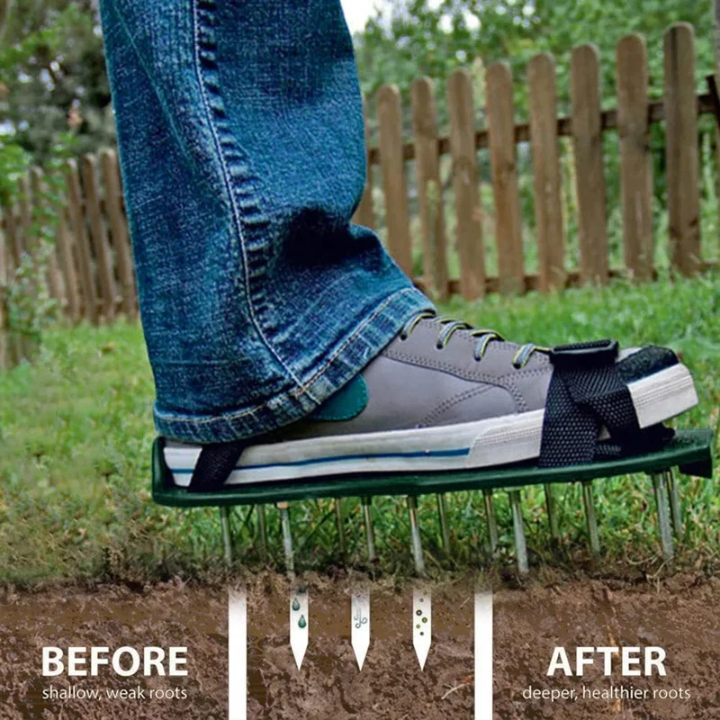 Gartennagelschuhe, Gras-Lockerungswerkzeug, 5 cm lange Nägel, Rasenbelüfter, Grasspikes-Schuhe, selbstnivellierender Epoxid-Gartengrasgrubber