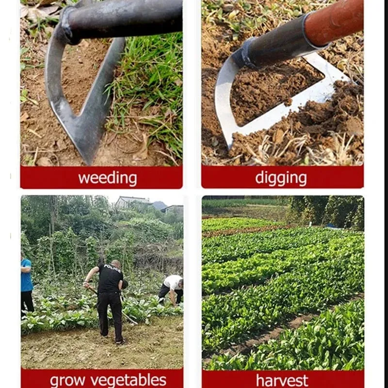 Hohlhacke, Unkrautrechen, arbeitssparendes Unkrautjäten und Auflockern des Bodens, Artefaktegge, handgeführte Unkrauthacke aus Stahl, Hacke, landwirtschaftliches Gartenwerkzeug