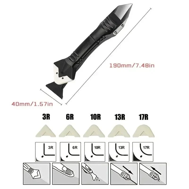 5-in-1-Werkzeugset zum Entfernen von Silikonschaber, Dichtungsmittel und glatten Fugen, Dichtungsfinisher, glattes Fugenset, Bodenschimmelentfernung, Handwerkzeugset