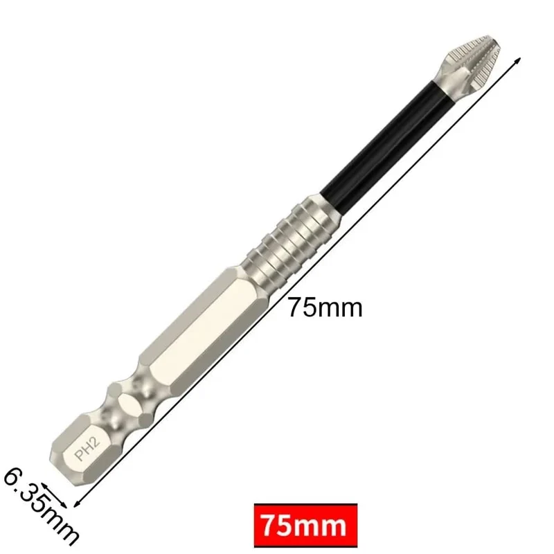 1 stück Magnetischer Schraubendreher-Bit Legierter Stahl Rutschfeste Lange Bohrer 1/4 Sechskantschaft PH2 Kopf Schraubendreher-Bit Handwerkzeuge 25-150mm