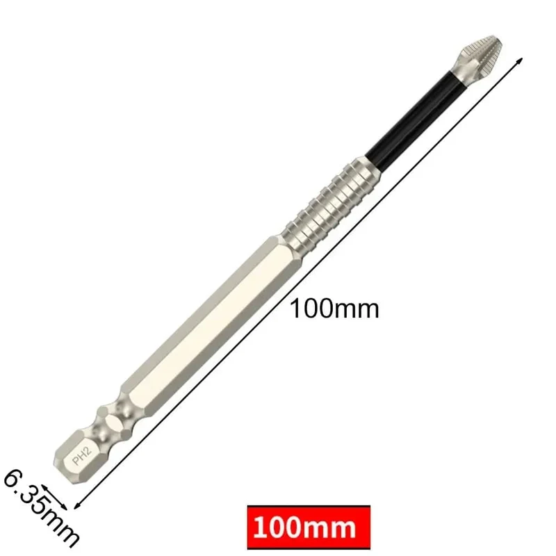 1 stück Magnetischer Schraubendreher-Bit Legierter Stahl Rutschfeste Lange Bohrer 1/4 Sechskantschaft PH2 Kopf Schraubendreher-Bit Handwerkzeuge 25-150mm