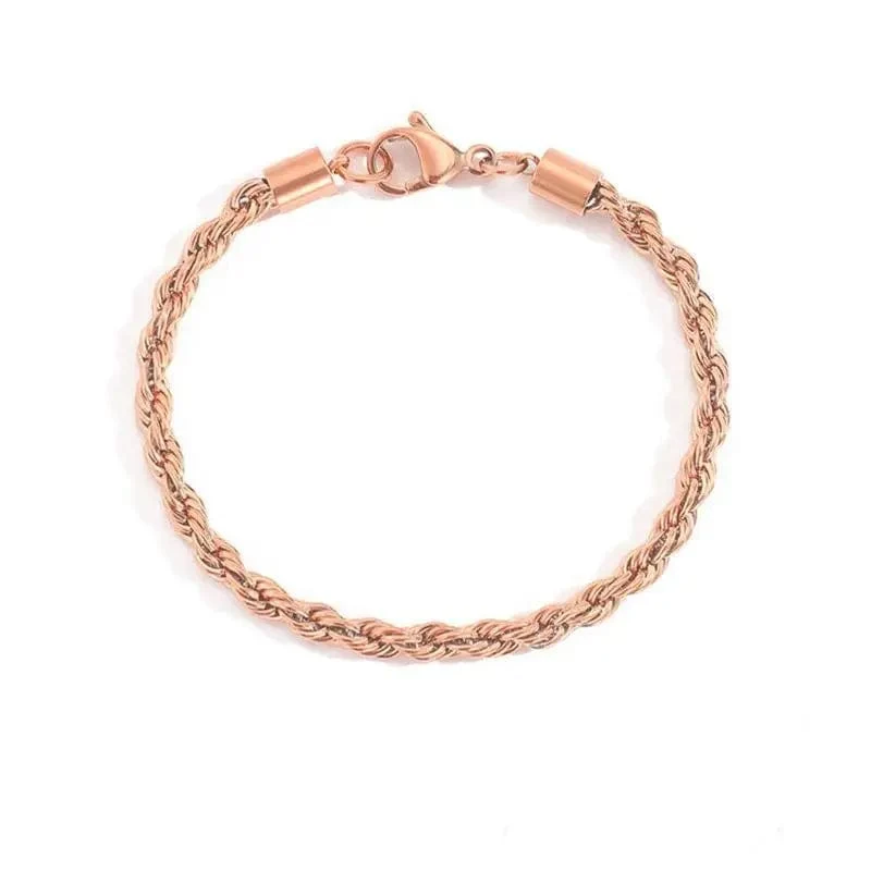 Edelstahl Seil Kette Armband Frauen Armreif Gold Farbe Minimalistischen 3mm 4mm Hand Zubehör Trend Hippie Schmuck Weibliche C048