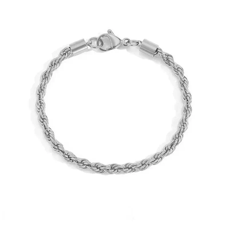 Edelstahl Seil Kette Armband Frauen Armreif Gold Farbe Minimalistischen 3mm 4mm Hand Zubehör Trend Hippie Schmuck Weibliche C048