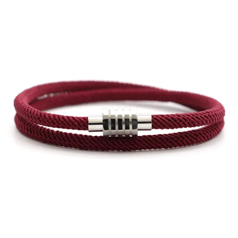 Neu Glück Roten Faden Armband Homme Weibliche Unfading Edelstahl Braslet Abstand Magnet Braclet Geschenk Für Liebhaber Pulseira